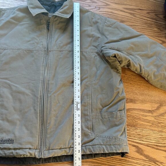 VINTAGE COLUMBIA INSULATED BOMBER JACKET KHAKI CANVAS GRANITE STONEWASH LARGE - Picture 8 of 8